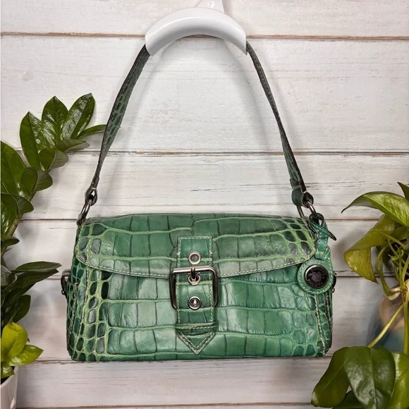 Dooney & Bourke Green Crocodile-Embossed Shoulder Bag - Picture 1 of 9